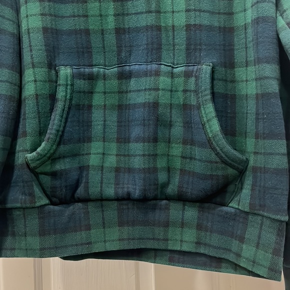 POLO RALPH LAUREN • BOY’S FLEECE BLACKWATCH PLAID HOODIE • green sherpa blue - Picture 9 of 9